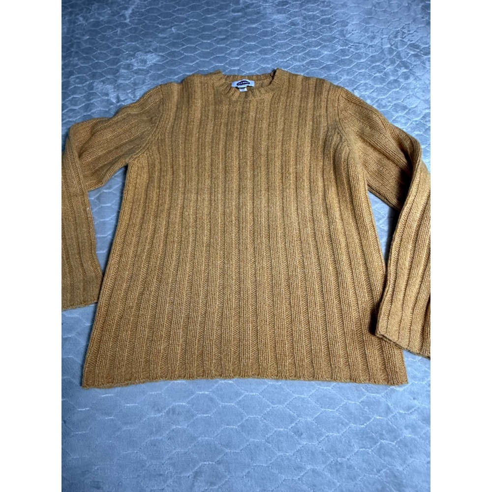 Old Navy Mens Mustard Yellow 100% Lambswool Chunky Ribbed Fisherman Sweater L
